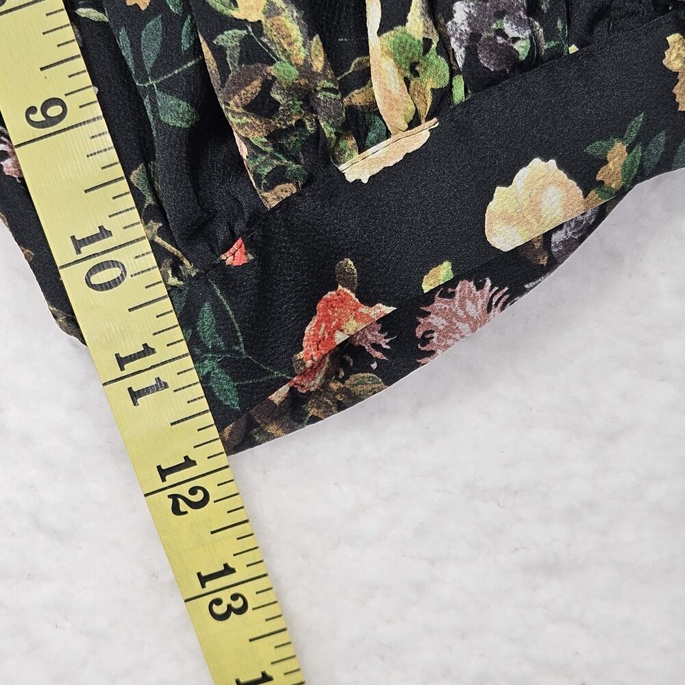 Banana Republic Black Floral Midi Shift Dress 3/4 Tie Sleeve Size 12 Cottagecore - Picture 12 of 16